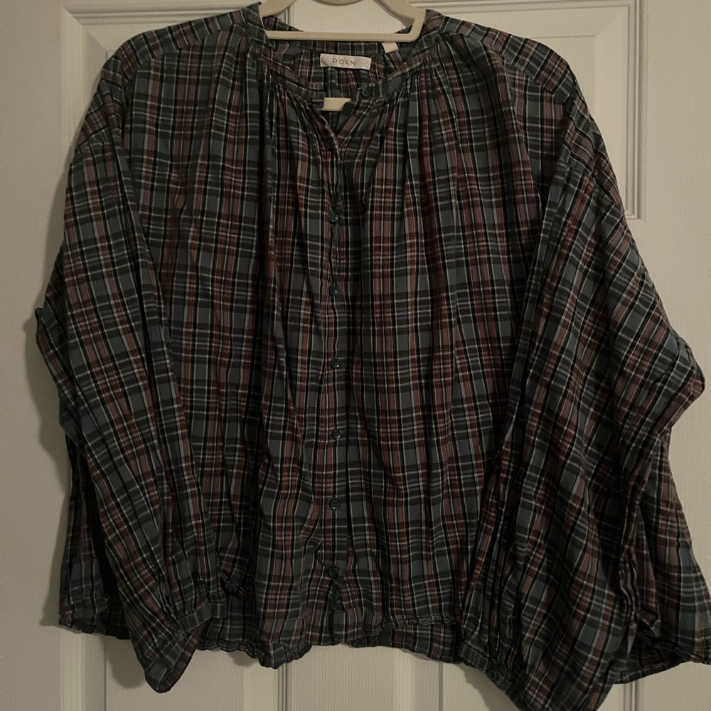DÔEN Jane Blouse Pond Promenade Plaid